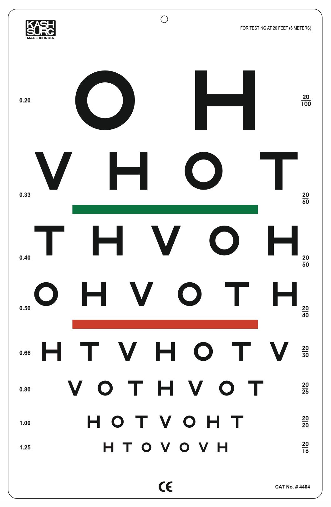 Buy HOTV Chart with Red Green Bar Visual Acuity Test 6m / 20ft online ...