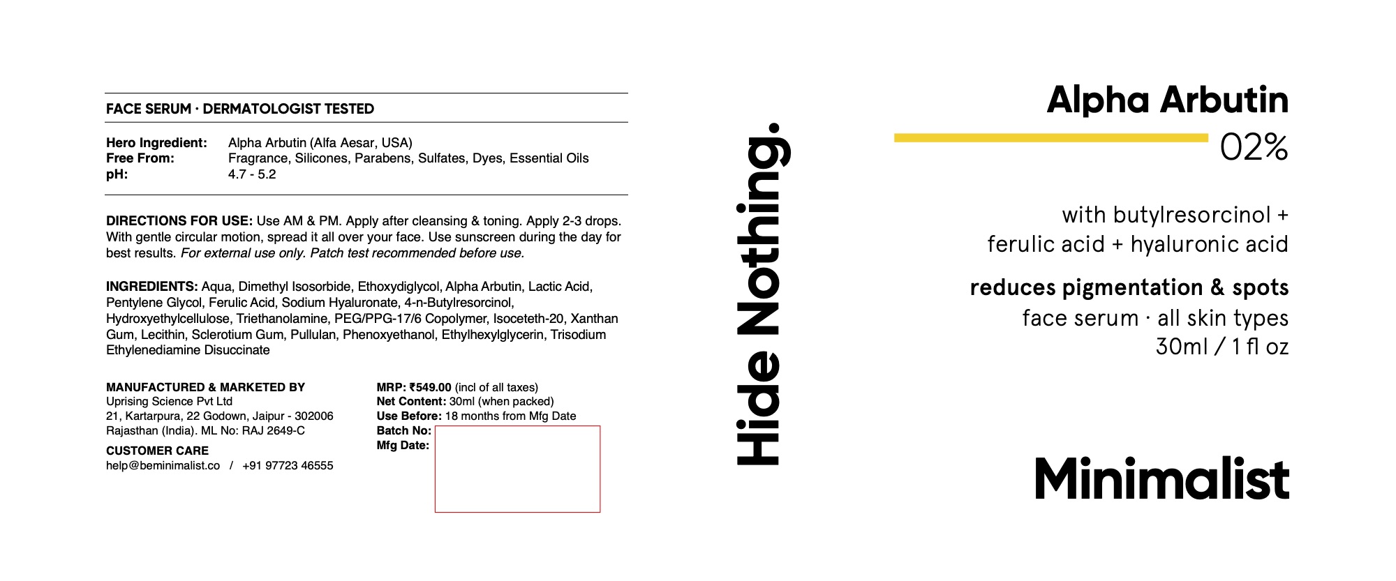 minimalist alpha arbutin