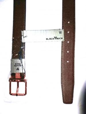 BBBL104BK14 BlackBuck Mens Black Color Leather Belt With Silver Buckle