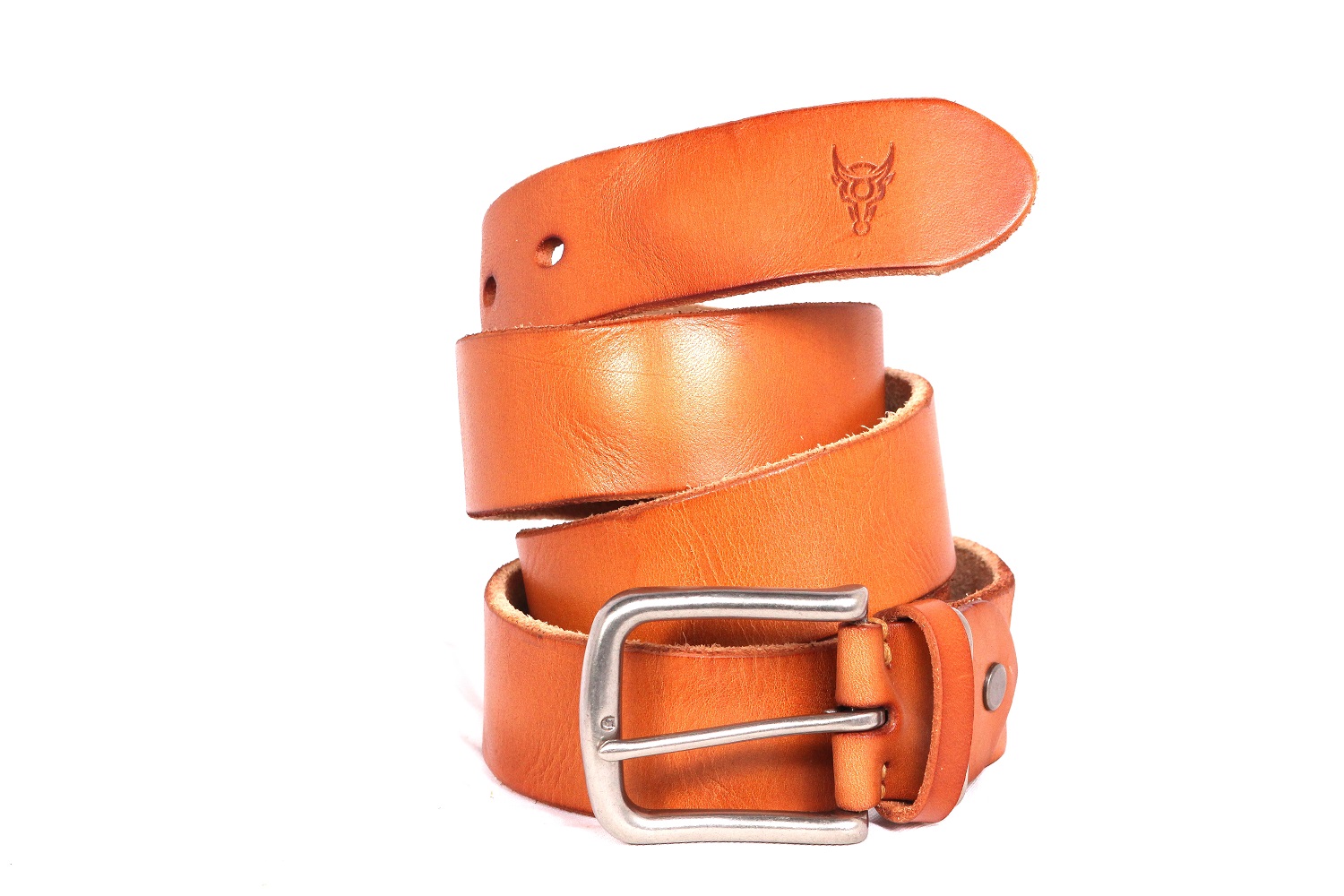 BBBL104BK14 BlackBuck Mens Black Color Leather Belt With Silver Buckle